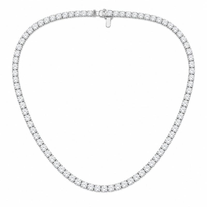 15 CTS Straight Line Tennis Necklace in White gold, view 2
