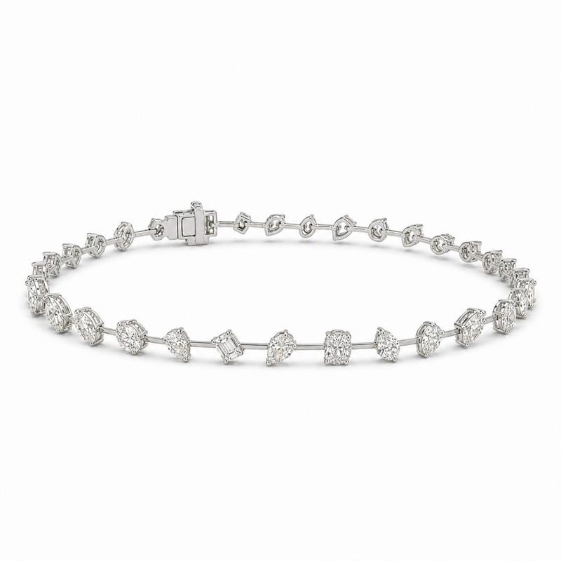 3 CTS All Mix Fancy Bracelet in White gold, view 3