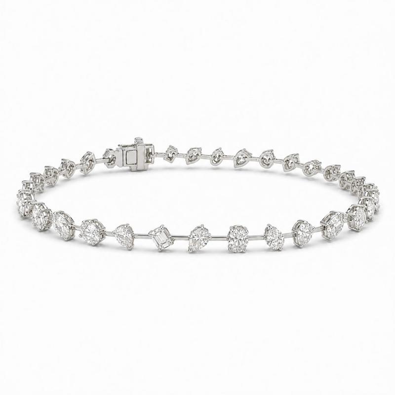 5 CTS All Mix Fancy Bracelet in White gold, view 3