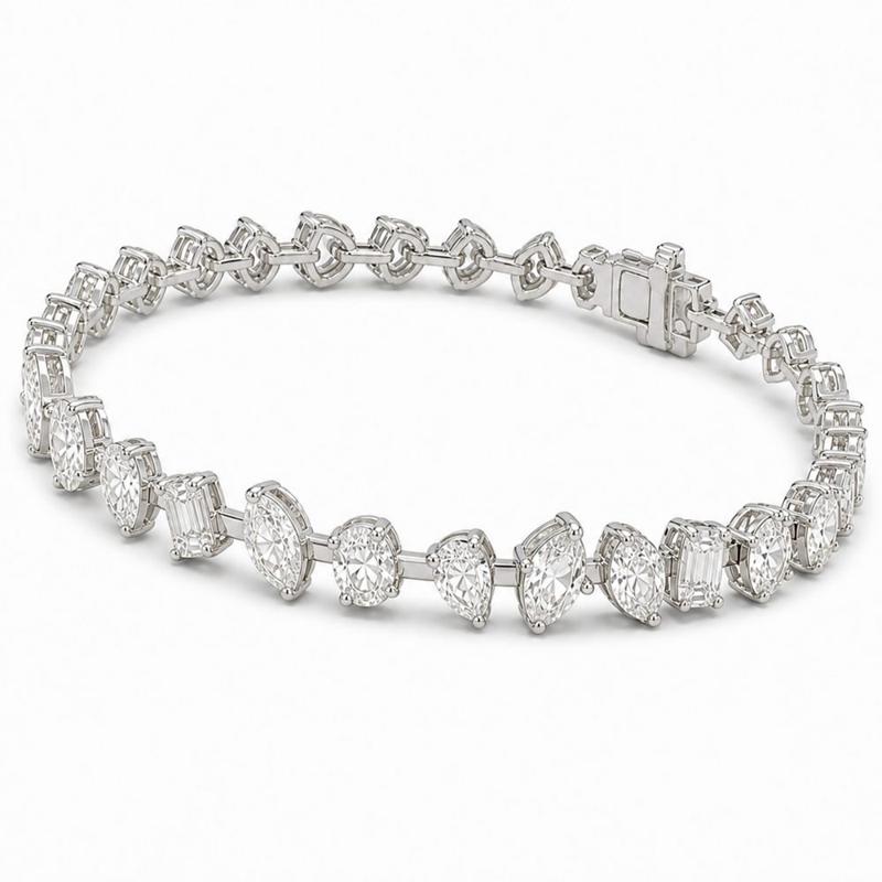 10 CTS All Mix Fancy Bracelet in White gold, view 2