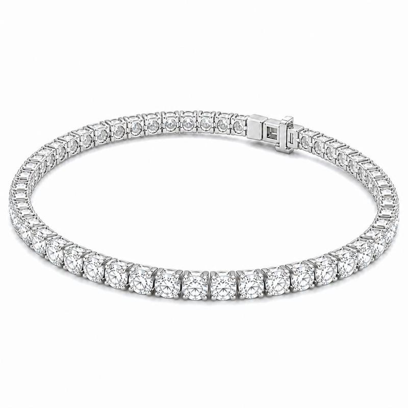 6 CTS Round Tennis Bracelet in White gold, view 2