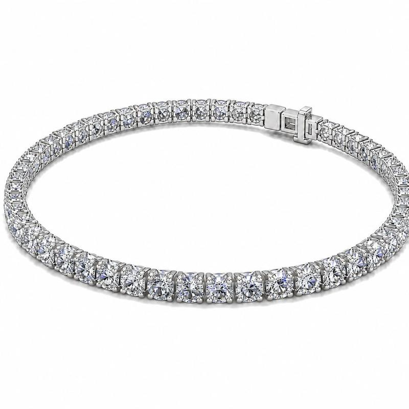 8 CTS Round Tennis Bracelet in White gold, view 2