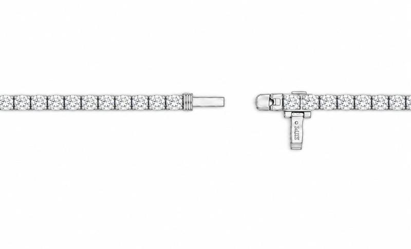 15 CTS Straight Line Tennis Necklace in White gold, view 3