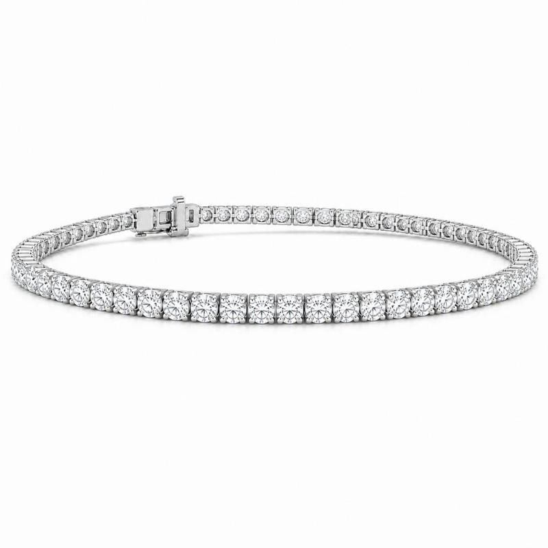 6 CTS Round Tennis Bracelet in White gold, view 4