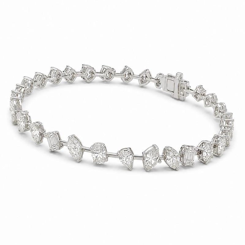 7 CTS All Mix Fancy Bracelet in White gold, view 2