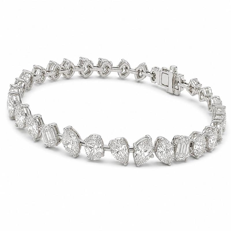 15 CTS All Mix Fancy Bracelet in White gold, view 2