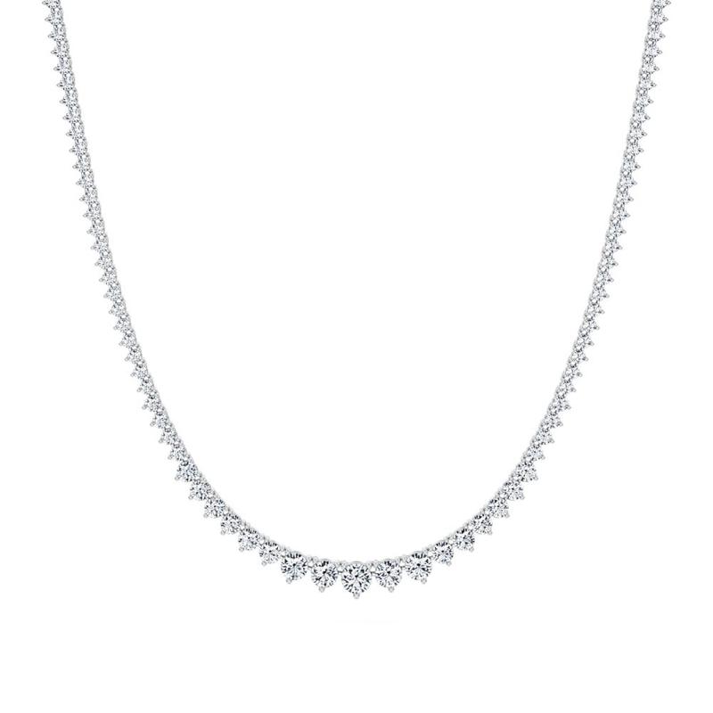 7 CTS Graduated Tennis Necklace in White gold