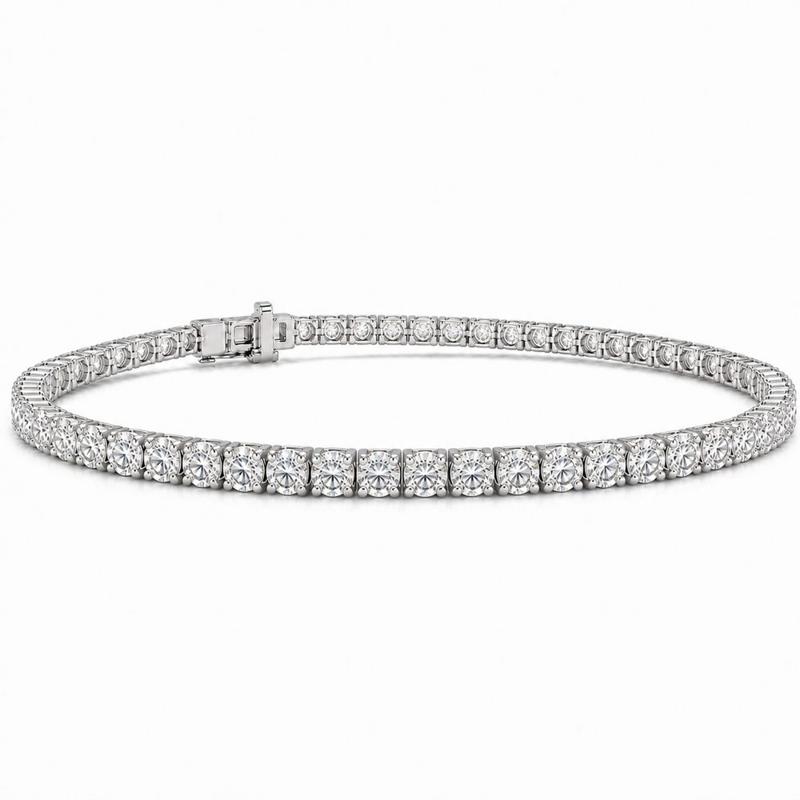 7 CTS Round Tennis Bracelet in White gold, view 4