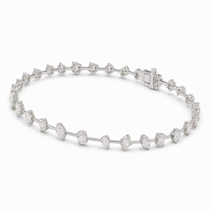 3 CTS All Mix Fancy Bracelet in White gold, view 2
