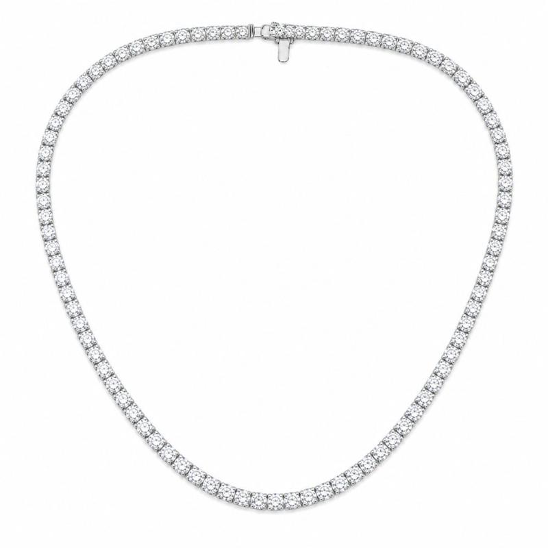 20 CTS Straight Line Tennis Necklace in White gold, view 2
