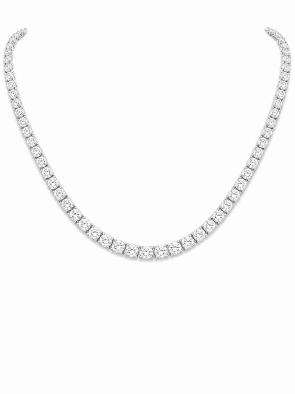 15 CTS Straight Line Tennis Necklace in White gold