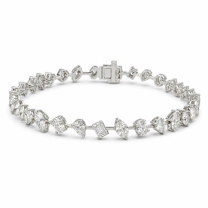 7 CTS All Mix Fancy Bracelet in White gold