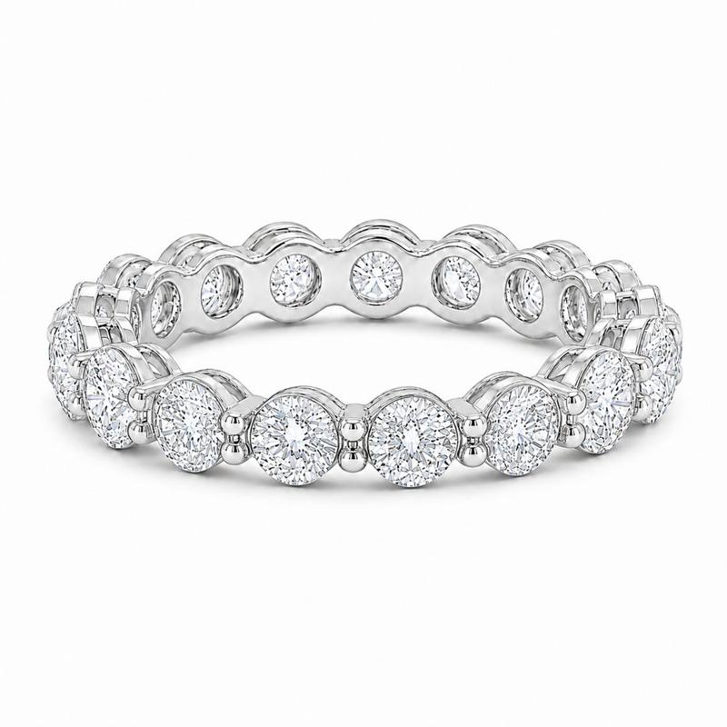3 CTS Round Eternity Band in White gold, view 2