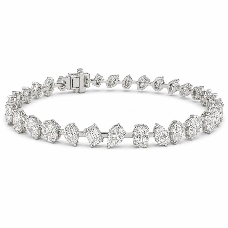 10 CTS All Mix Fancy Bracelet in White gold, view 3