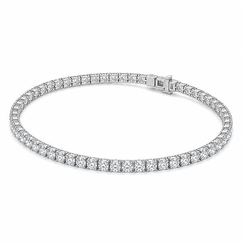 4 CTS Round Tennis Bracelet in White gold, view 2