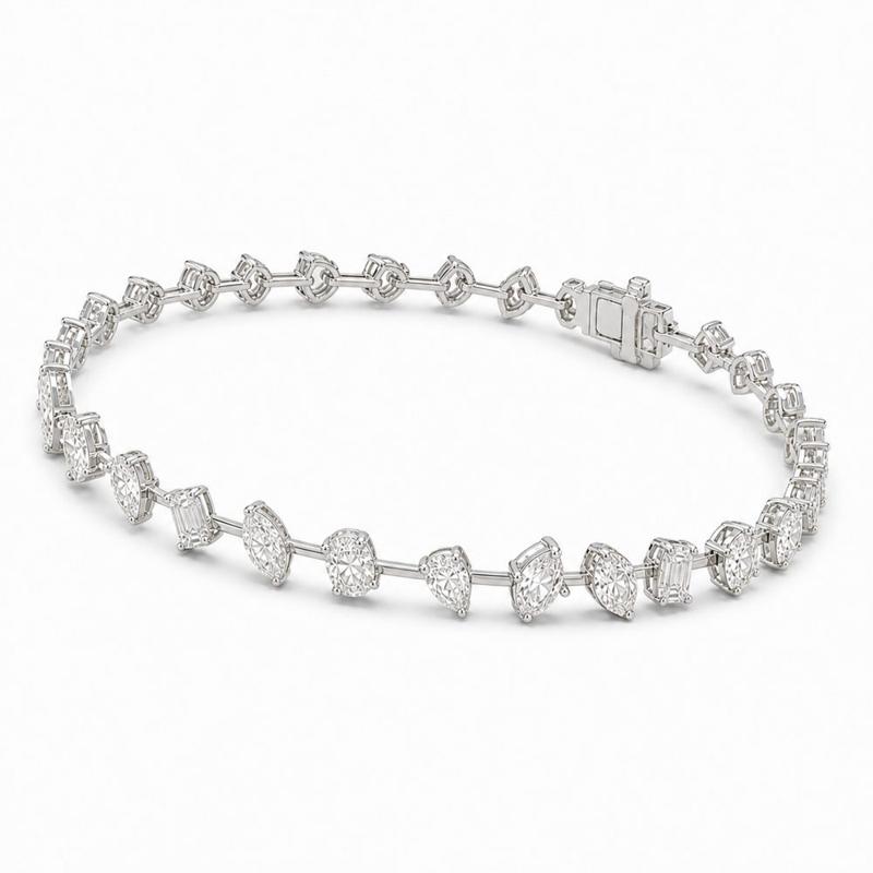5 CTS All Mix Fancy Bracelet in White gold, view 2
